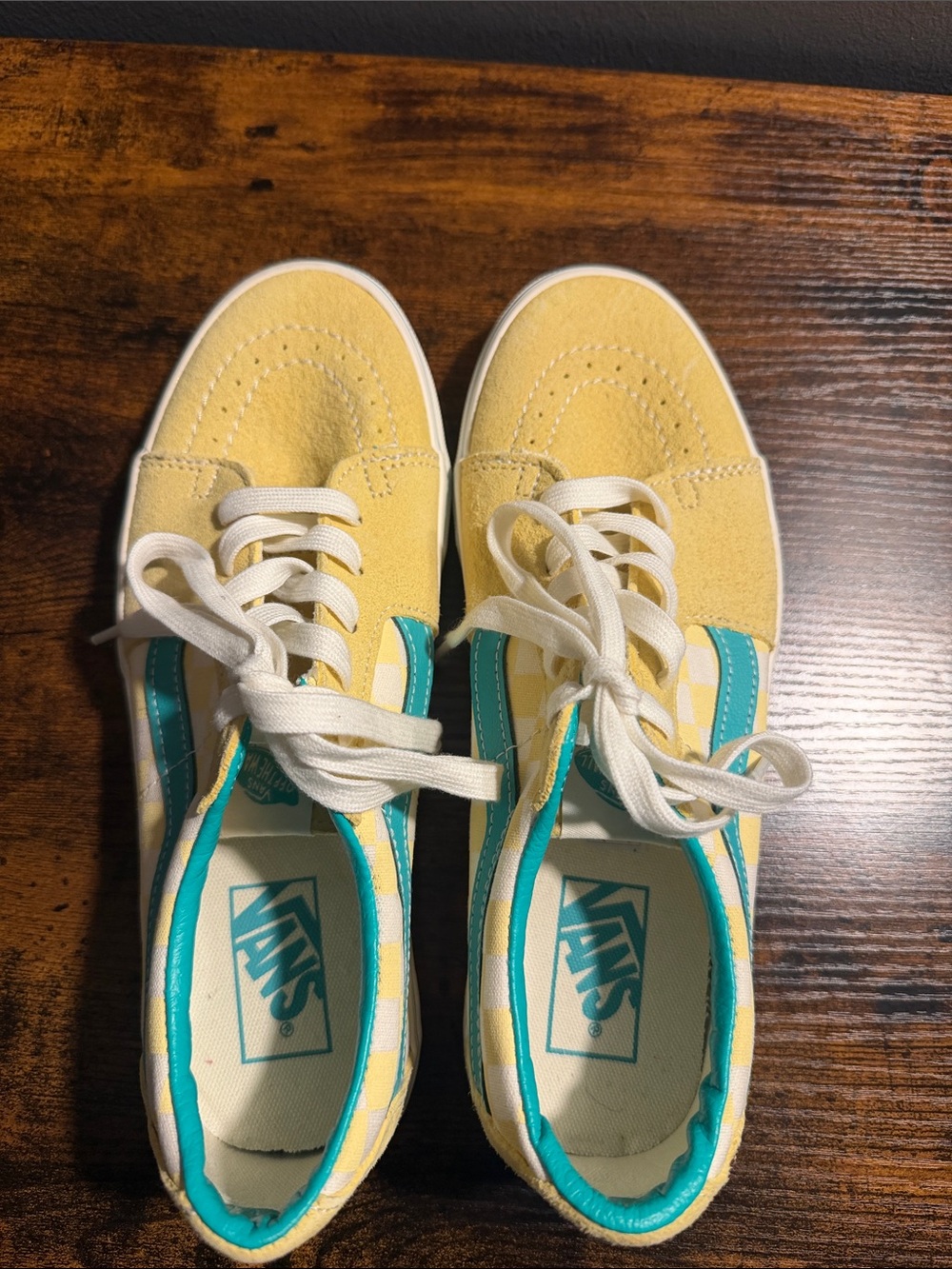 Vans Sk8-Low Yellow Checkered Suede Sneakers Women’s 8.5